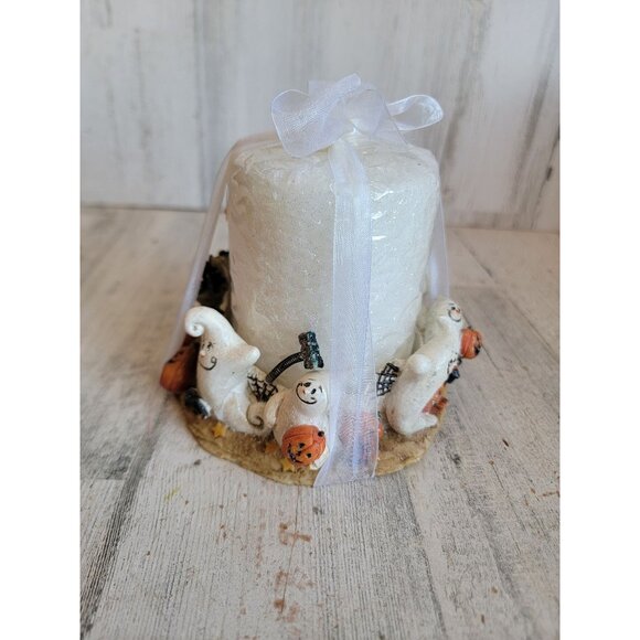 Vintage rustic pillar ghost candle Halloween prop home decor - Picture 5 of 9